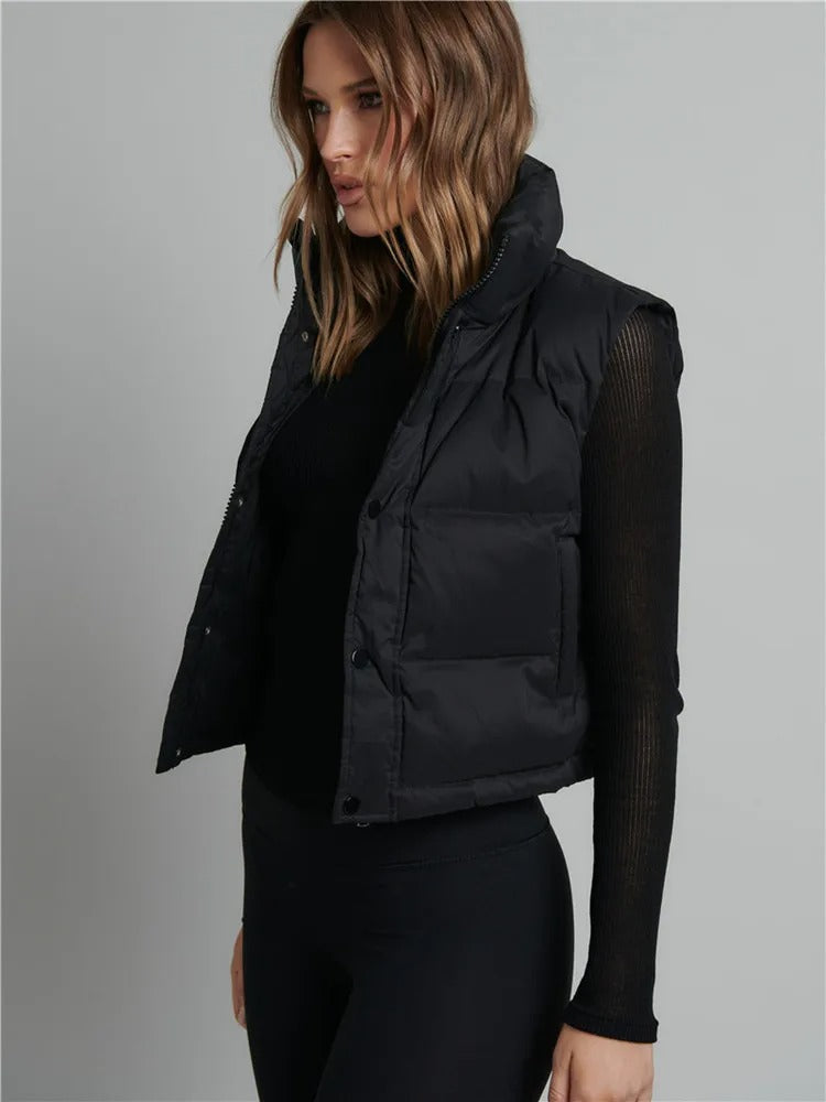 Dam Kort Jacka Ärmlös Mångsidig Polyester-2