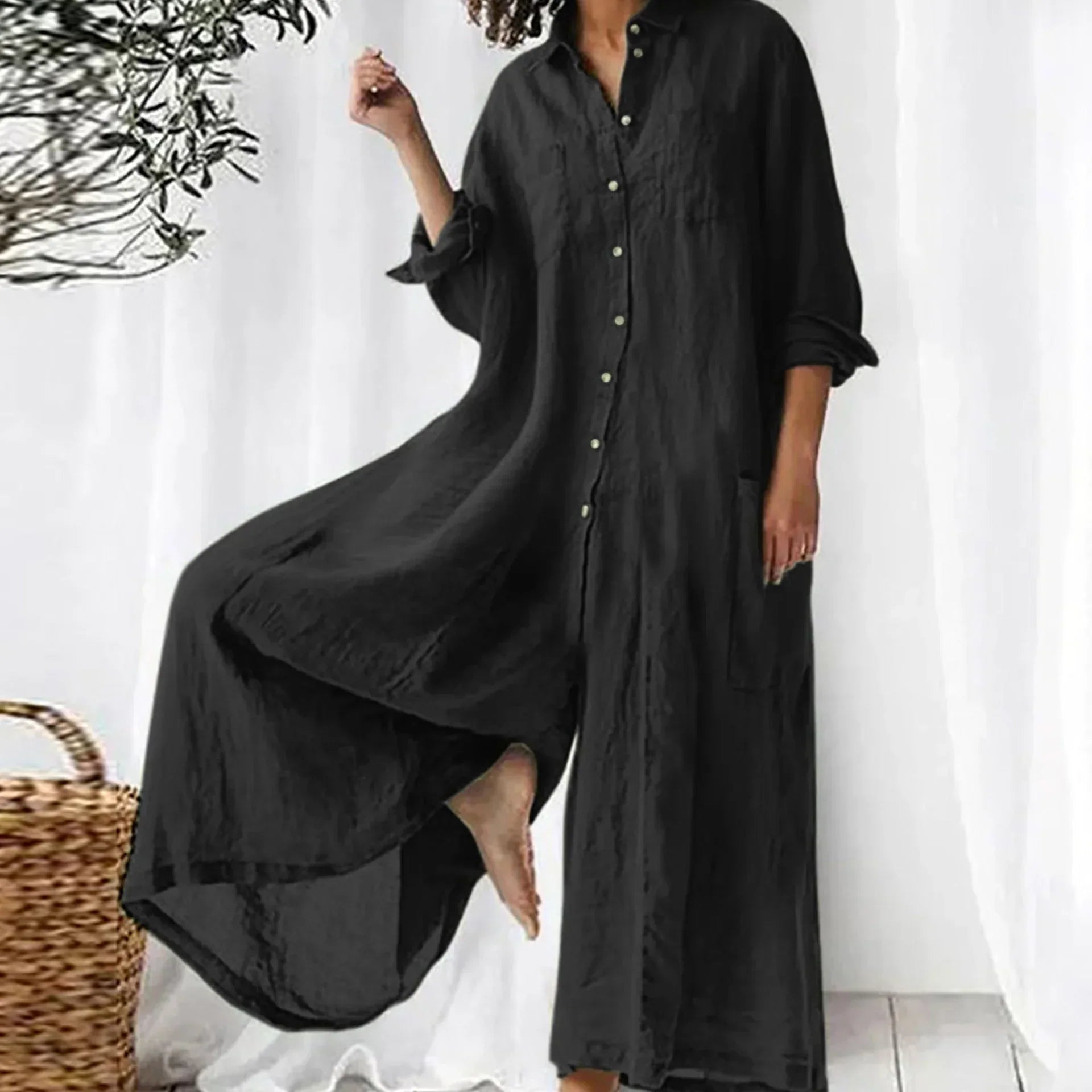 Kvinnors Jumpsuit Ärmlös Linne V-Ringning Midjebälte-6