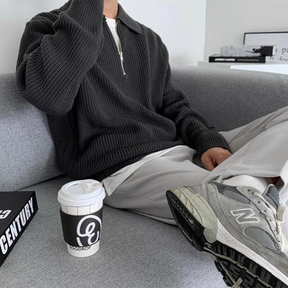 Herr Hösttröja med Blixtlås Högkvalitativt Material-2