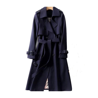Lång Trenchcoat Dam Dubbla Radknappar Polyester 9