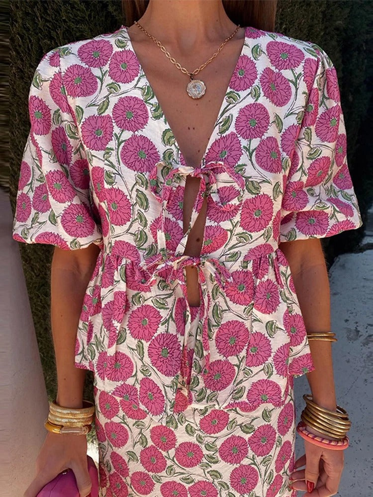 Dam Topp Blommönster Polyester Elegant-2