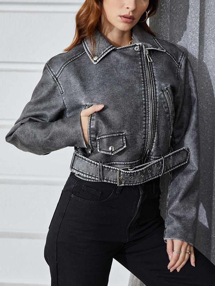 Kortjacka för Dam i Svart Syntetiskt Läder – Modern Design, Lätt Att Styla, Flera Storlekar Disponibla 4