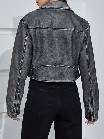 Kortjacka för Dam i Svart Syntetiskt Läder – Modern Design, Lätt Att Styla, Flera Storlekar Disponibla 5