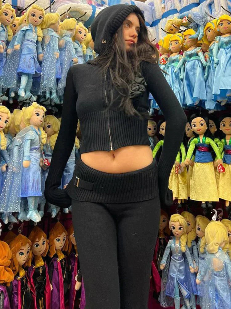 Ribbade Stickad Träningsdräkt för Dam – Mjuk och Isolerande, Justerbar Midja, Perfekt för Inomhus och Utomhusaktiviteter 10