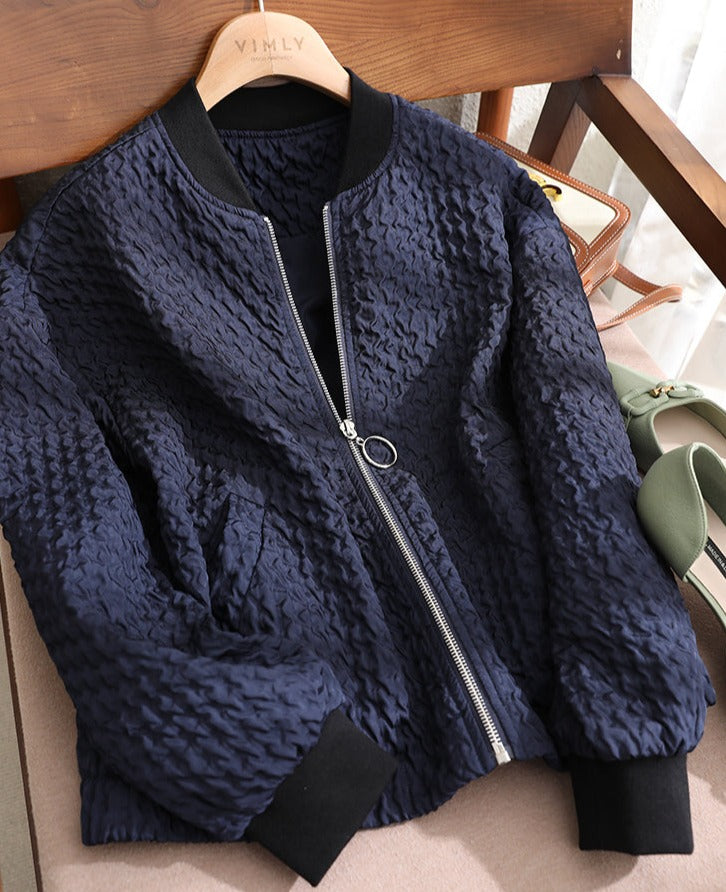 Damjacka Zip-up Trendig Bomull för Avslappnad och Elegant Stil-5