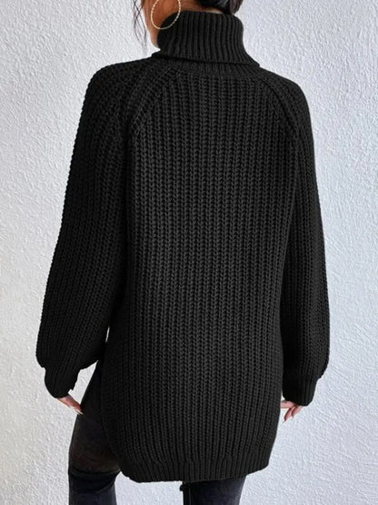 Stickad Dam Tröja Turtleneck Värmande Akryl-6