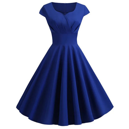 Dam Vintage Sommarklänning V-ringning Lätt Tyg med Ruffles-5