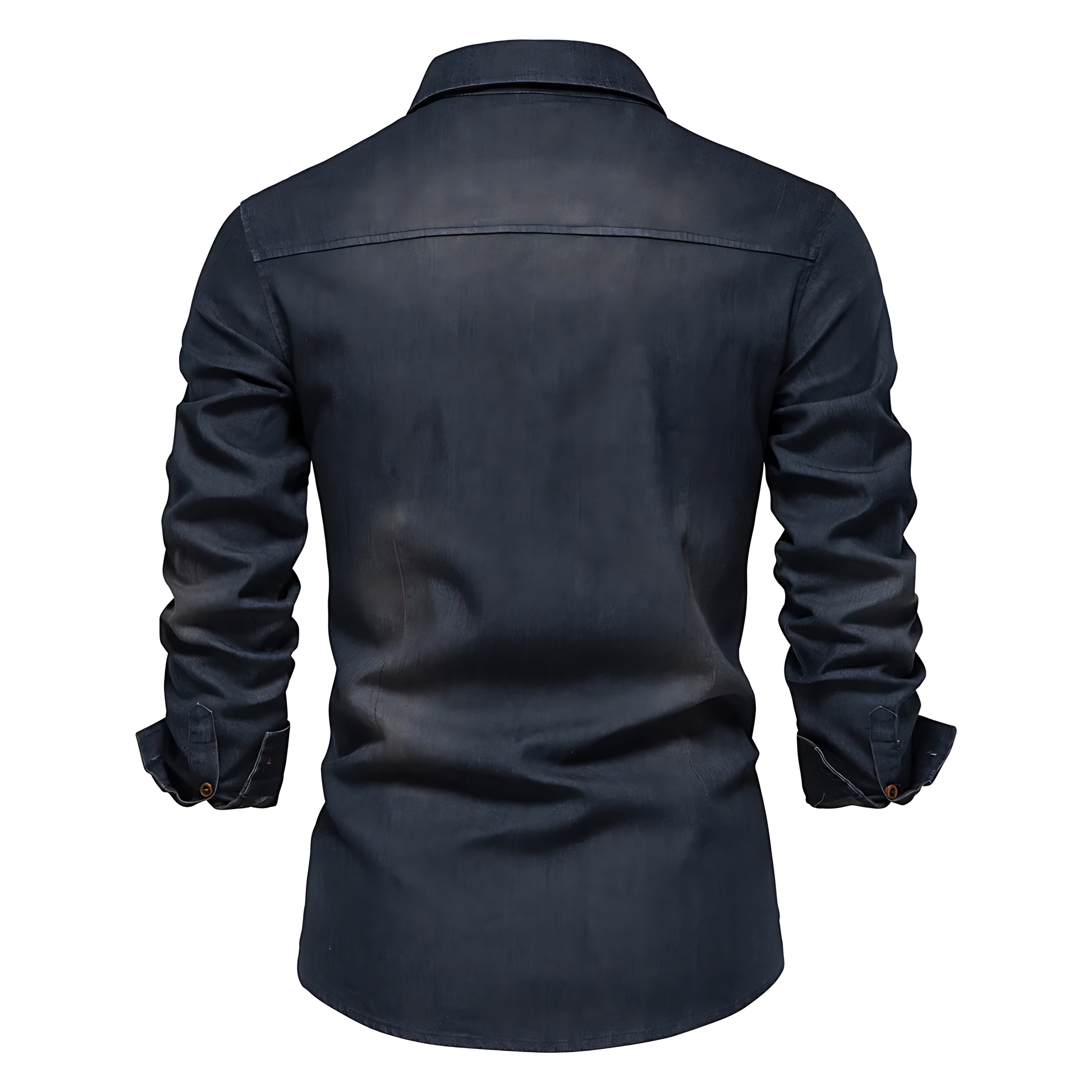 Herrskjorta Denim Avslappnad Stil 100% Bomull-3