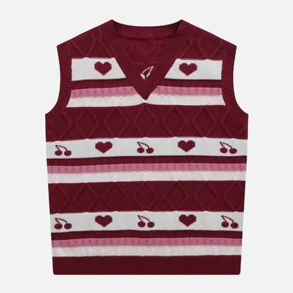 Variant image for Dam Stickad Väst med Hjärtmönster Akryl Ärmlös för Lager-på-Lager-Styling-1