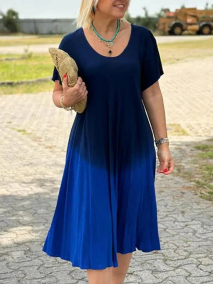 Variant image for Kvinnors Kortärmad Klänning Flödande Gradient Andningsbart Tyg-1