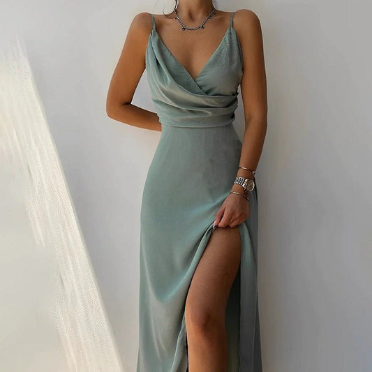 Maxiklänning Dam V-ringning Bodycon Mjukt Tyg-1