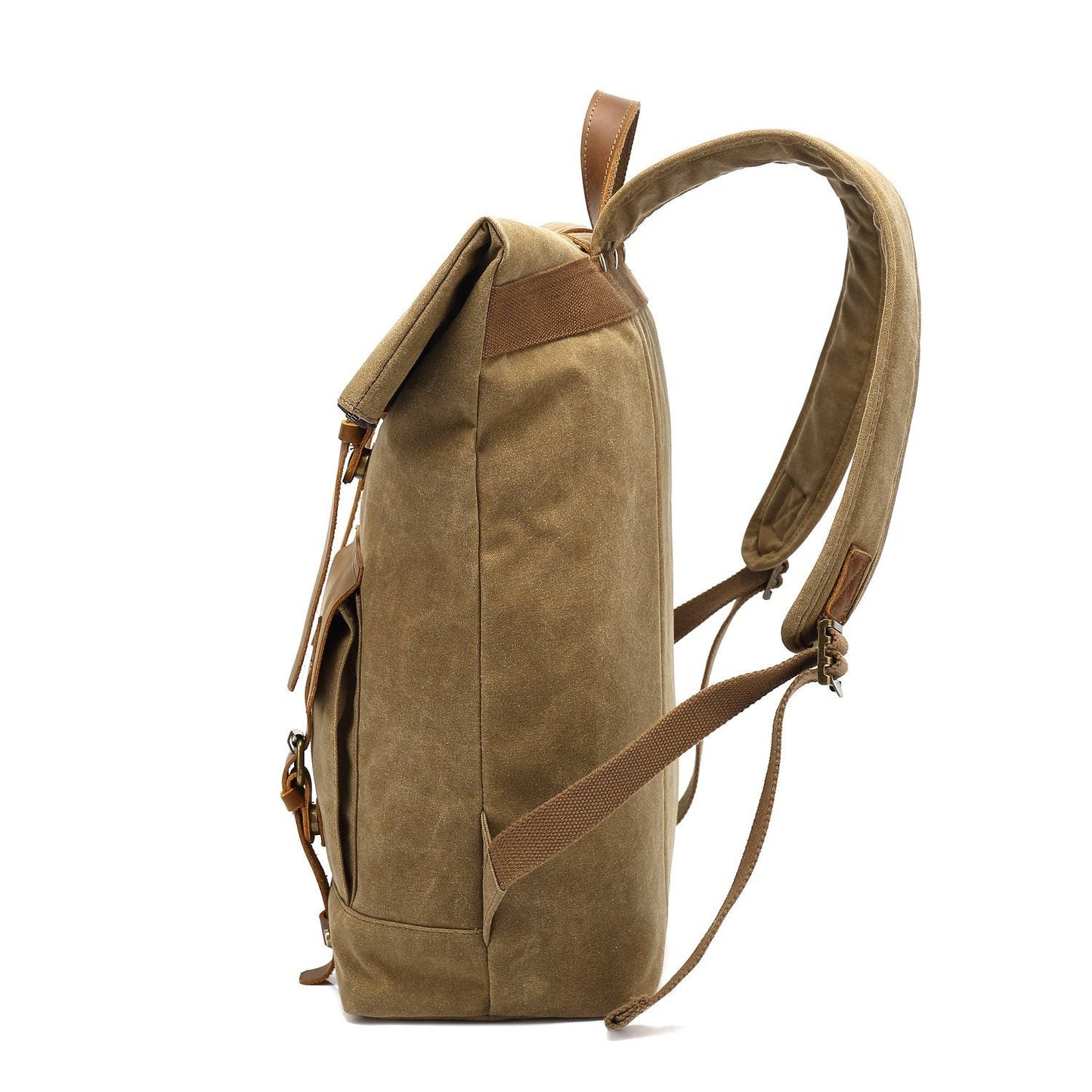 Unisex Ryggsäck Vattentät Vintage Design Vaxad Bomull och Läder-5