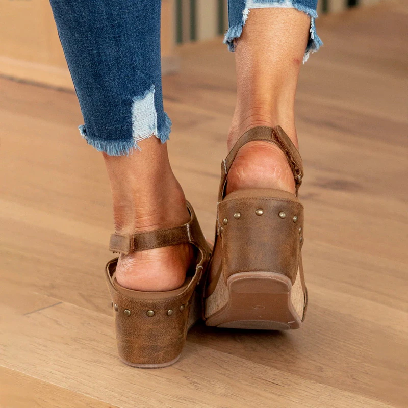 Herr Sandaler Fritidssandaler Ergonomiska Veganläder med Justerbara Remmar-3