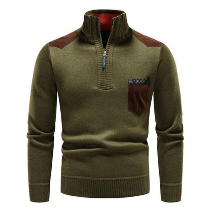 Herr Vintertröja Hög Hals Halv Blixtlås Polyester 10