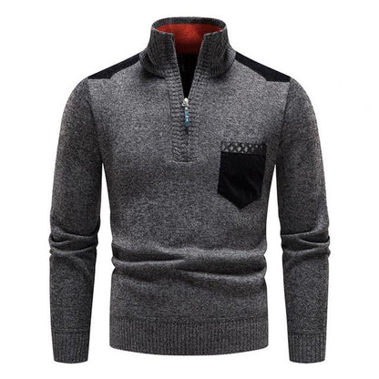 Herr Vintertröja Hög Hals Halv Blixtlås Polyester 6