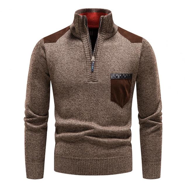 Herr Vintertröja Hög Hals Halv Blixtlås Polyester 5