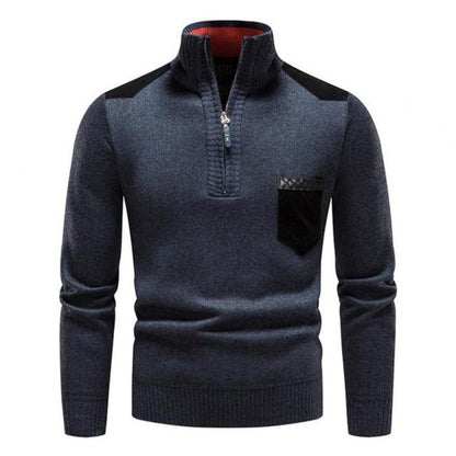 Herr Vintertröja Hög Hals Halv Blixtlås Polyester 1