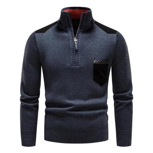 Herr Vintertröja Hög Hals Halv Blixtlås Polyester 1
