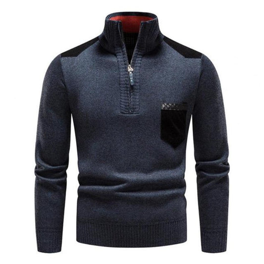 Herr Vintertröja Hög Hals Halv Blixtlås Polyester 1
