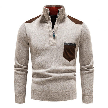 Herr Vintertröja Hög Hals Halv Blixtlås Polyester 3