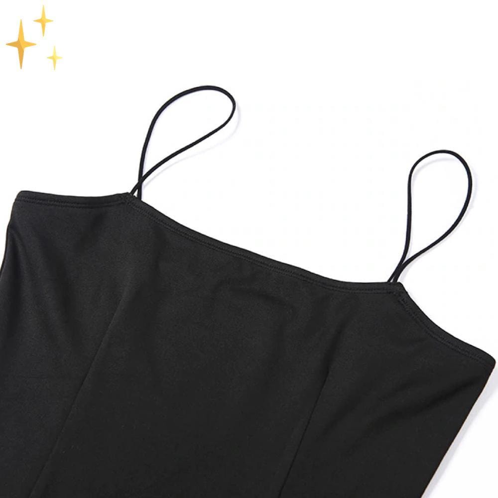 Dam Maxiklänning Bodycon Spaghetti Bärar med Sidoslits Högkvalitativt Tyg-4