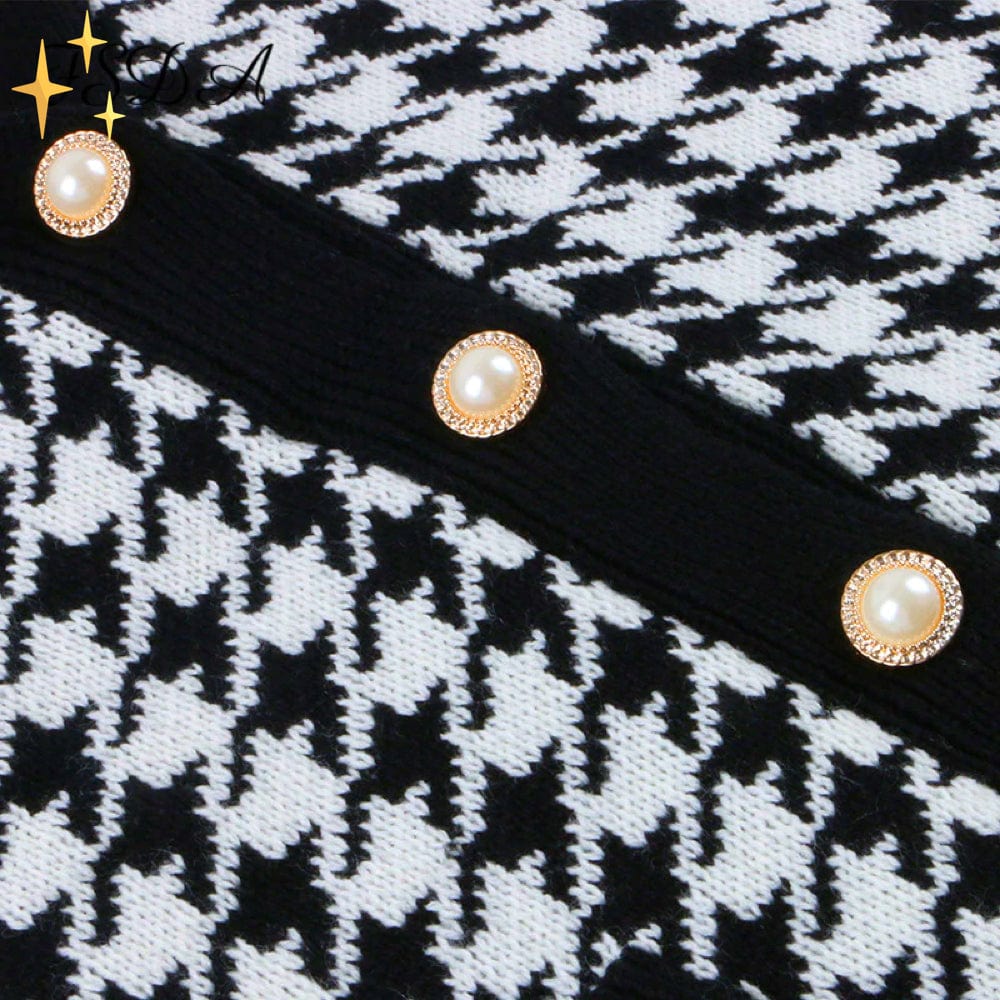 Damer Lång Kofta Stickad med Klassiskt Hålmönster 100% Akryl-4