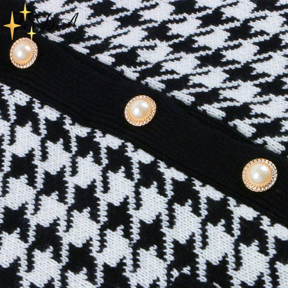 Damer Lång Kofta Stickad med Klassiskt Hålmönster 100% Akryl-4