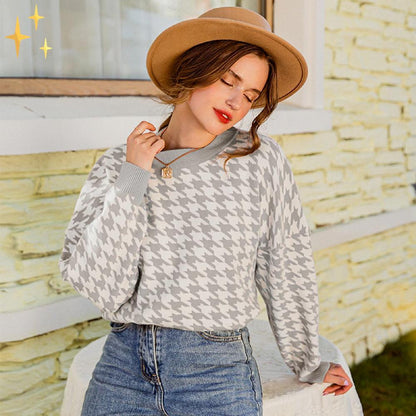 Dam Tröja Jersey Pied-de-Poule Modern Design Elegant Komfortabel-5