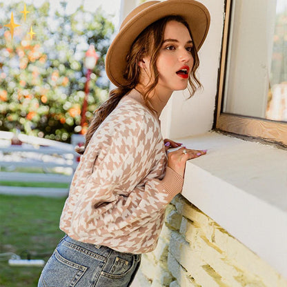 Dam Tröja Jersey Pied-de-Poule Modern Design Elegant Komfortabel-3