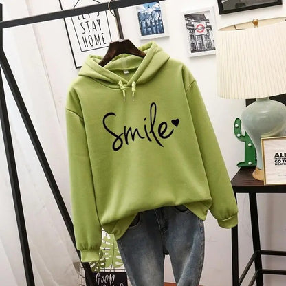 Dam Hoodie med Leende Design Mjuk Tyg 10