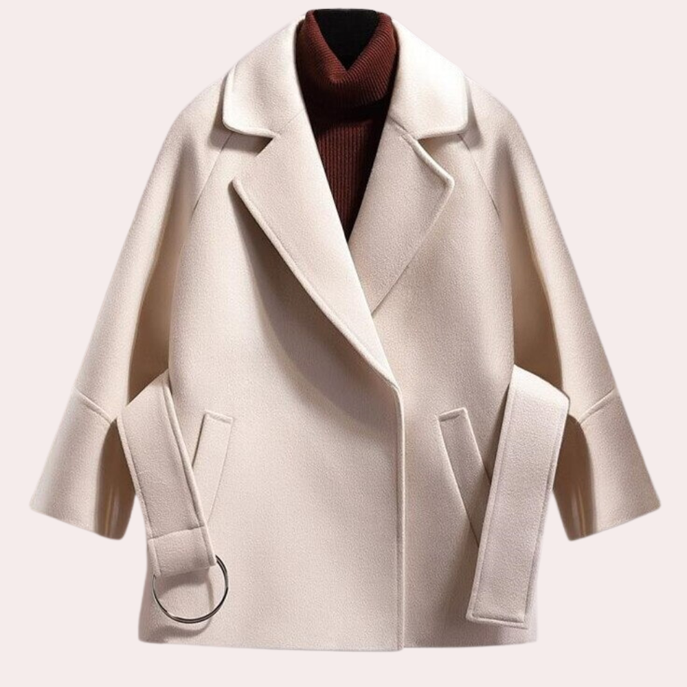 Damen-Jacke, maßgeschneidert, mit Gürtel, luxuriös, warmer Stoff-1