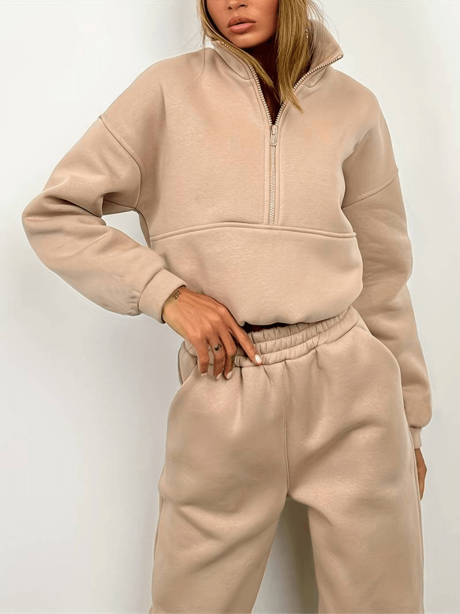 Variant image for Damset med Dragkedja och Joggingbyxor i Mjuk Tyg-1