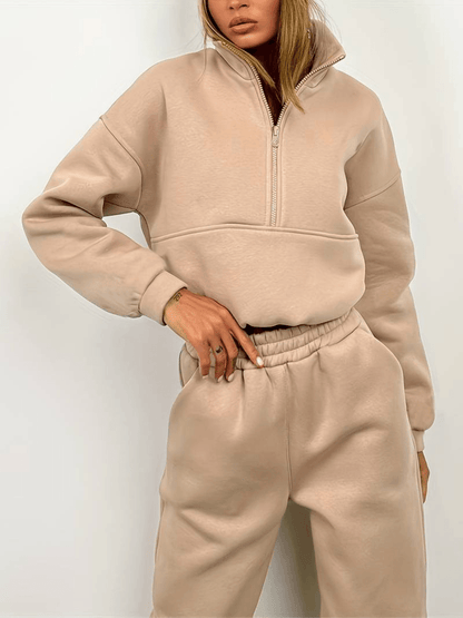 Variant image for Damset med Dragkedja och Joggingbyxor i Mjuk Tyg-1