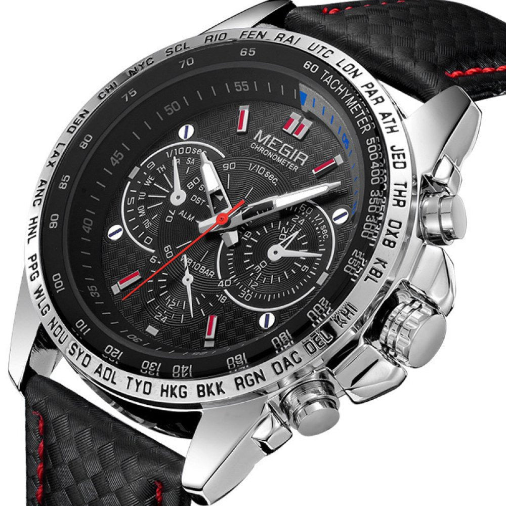 Herrklocka Läderarmband Analog Metall 43 mm Snygga Herrklockor-1