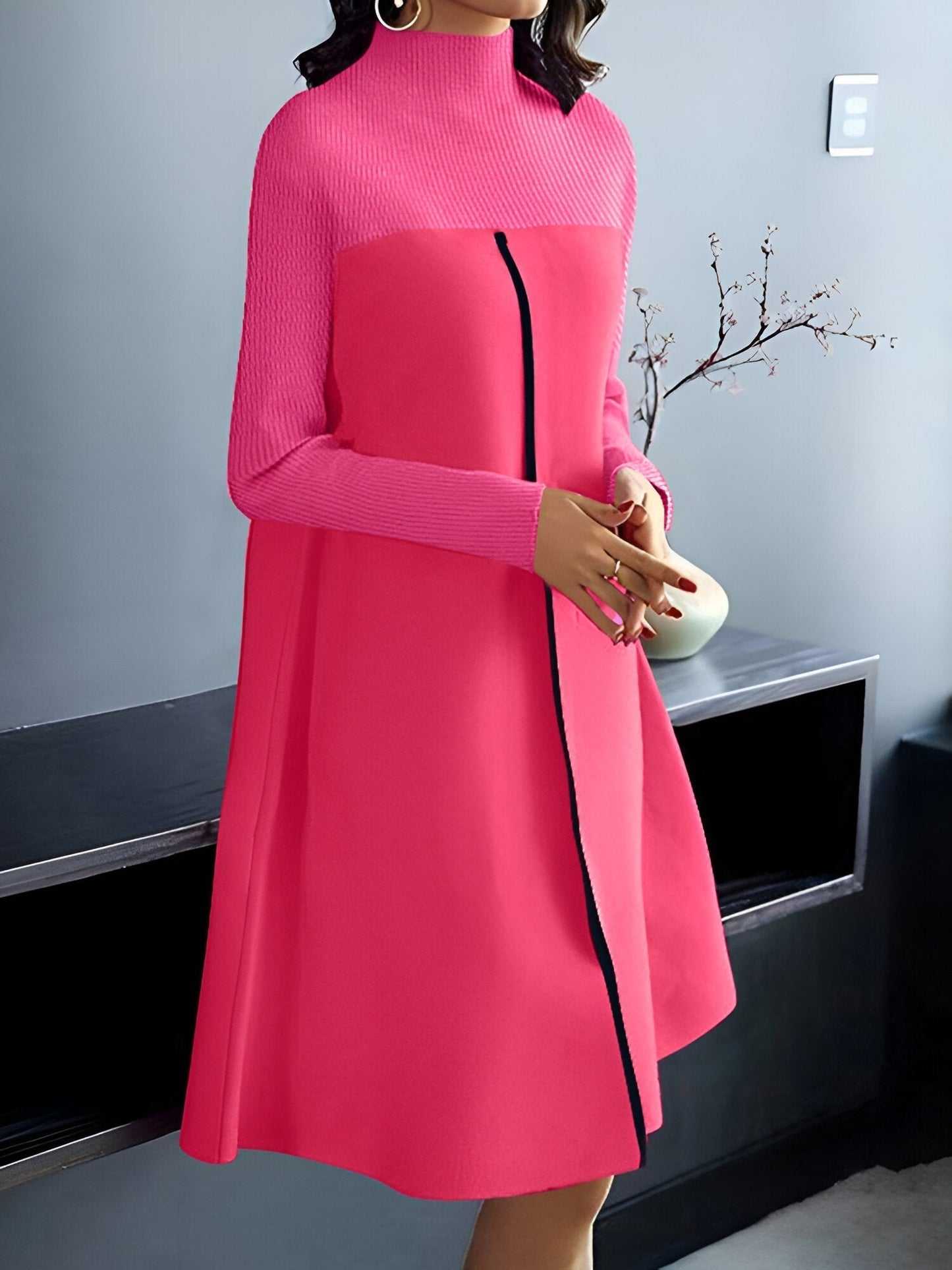 Dam Vintageinspirerad Flerfärgad Stickklänning 100% Akryl-2