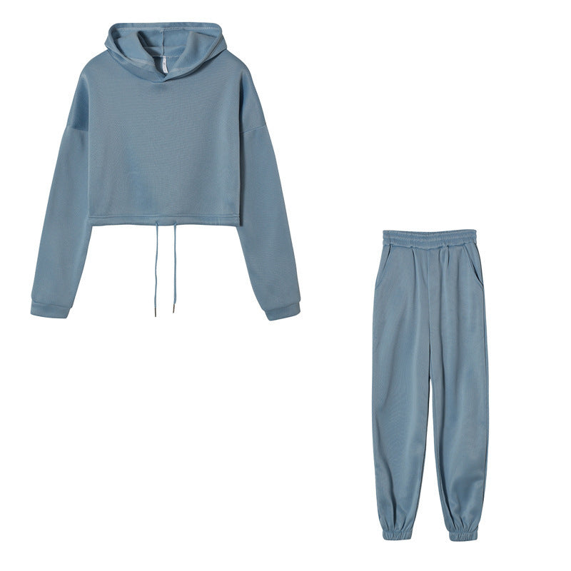 Dam Loungewear Set Beskuren Hoodie och Joggingbyxor Mjuk Polyester/Bomull-3