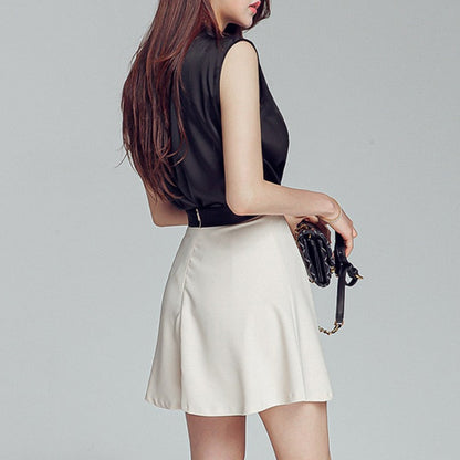 Dam Miniklänning V-hals Blixtlås Acetat-2