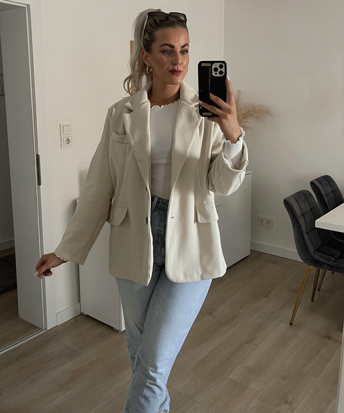 Kvinnors Longline Blazer Avslappnad Polyesterblandning-4