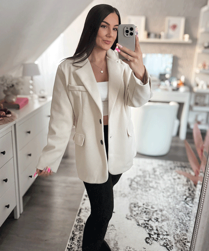 Kvinnors Longline Blazer Avslappnad Polyesterblandning-5