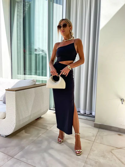 Dam Axelfri Klänning Elegant Andningsbart Tyg-2