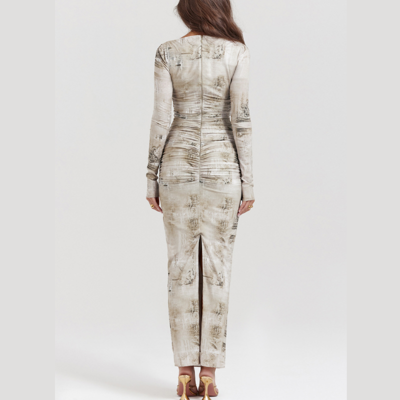 Maxiklänning Dam Mönstrad Lätt Material-2