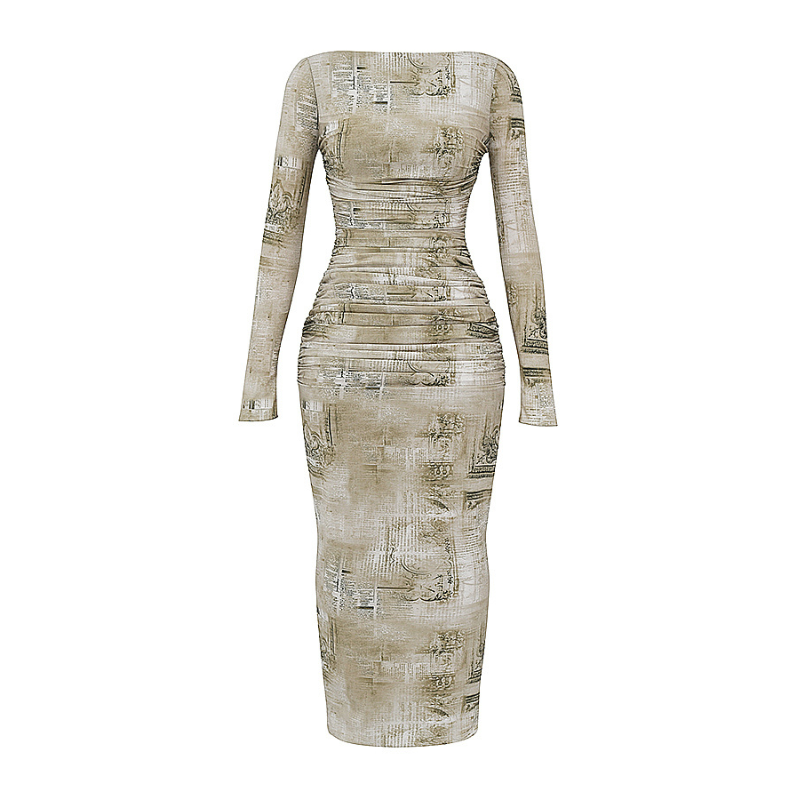 Maxiklänning Dam Mönstrad Lätt Material-5