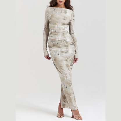 Variant image for Maxiklänning Dam Mönstrad Lätt Material-6