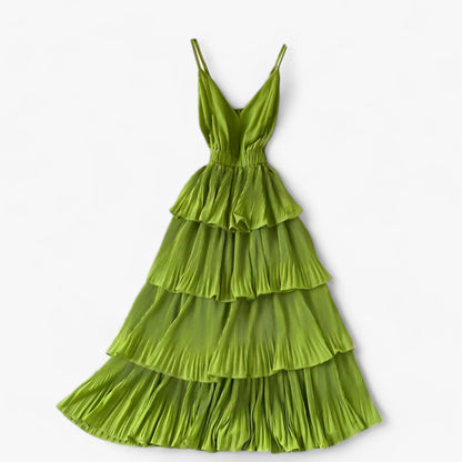 Dam Kamisolklänning V-ringning Ruffle Lätt Polyester 9