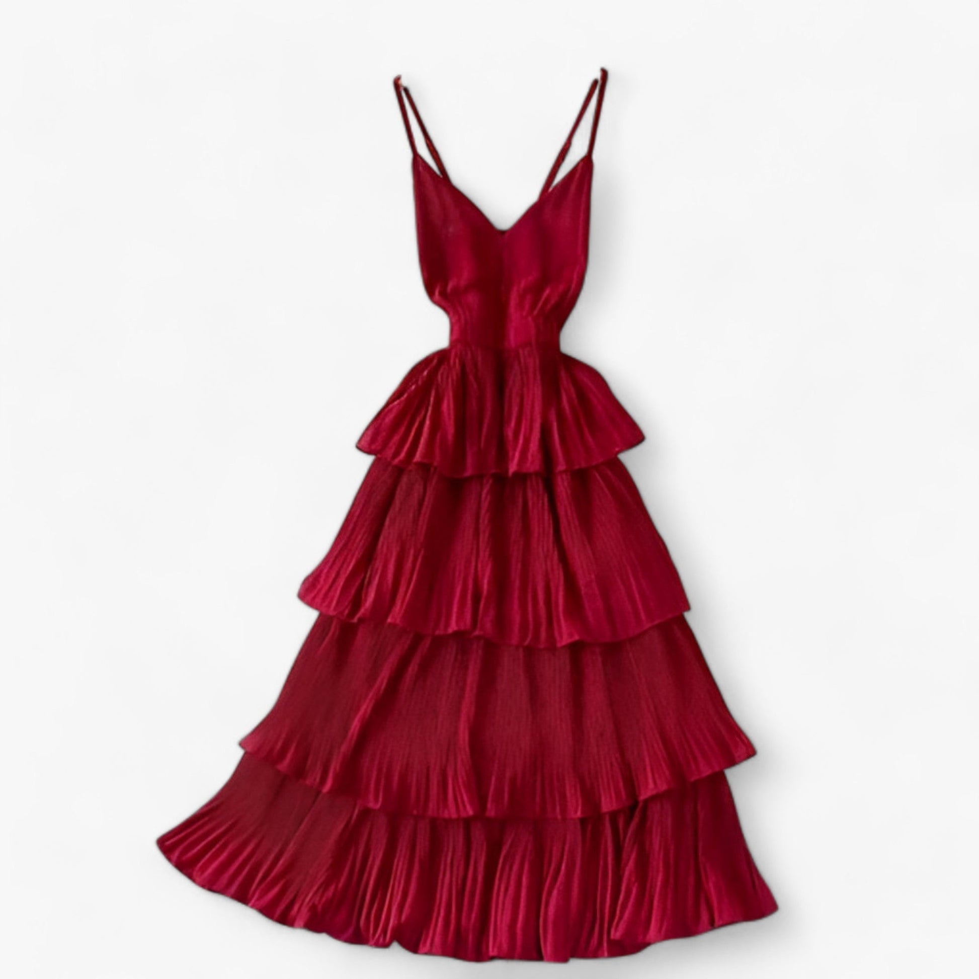 Dam Kamisolklänning V-ringning Ruffle Lätt Polyester 12