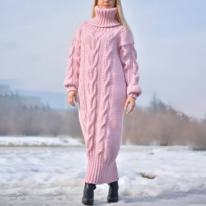 Variant image for Dam Klänning Överdimensionerad Stickad med Ståkrage-31