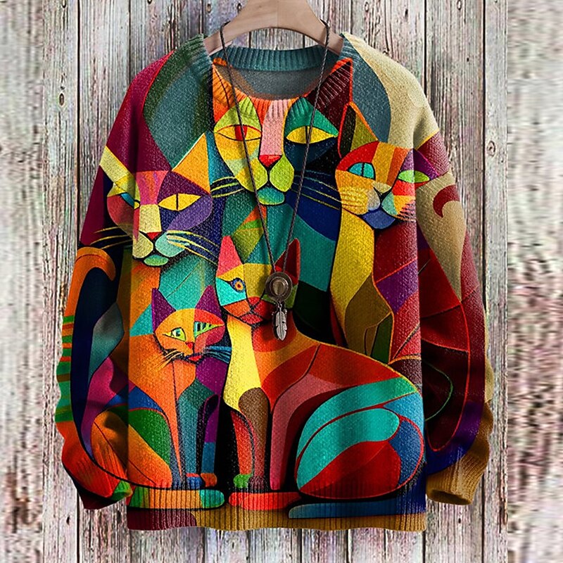 Variant image for Dam Tröja Kattmotiv Mjuk Tygblandning-7