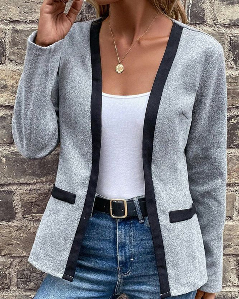 Dam Kofta Avslappnad Akryl med Väska i Kontrastfärger-4