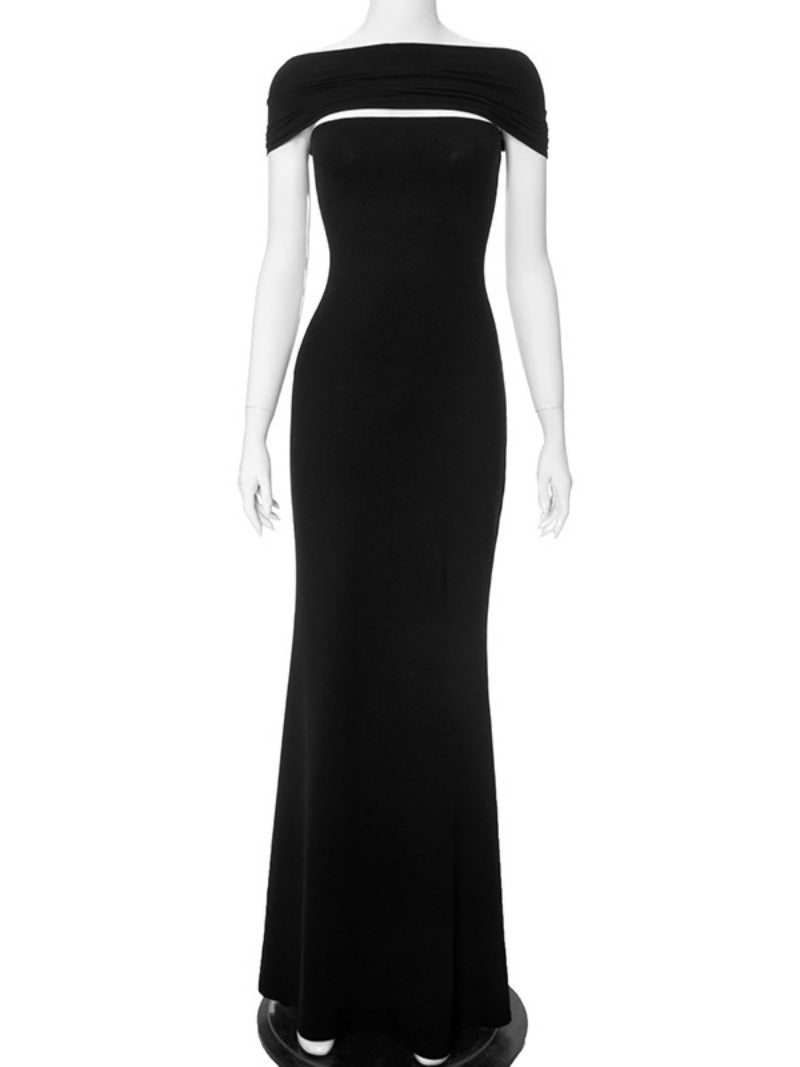 Dam Maxiklänning Axelfri Halter Design Polyester Spandex-4