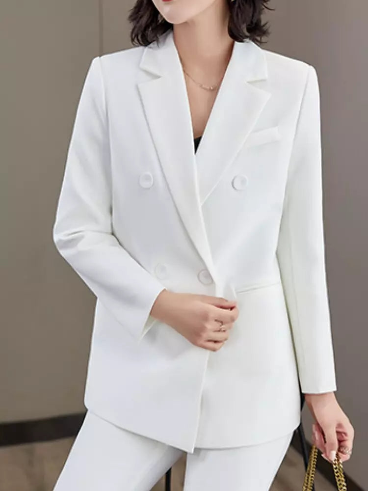 Kvinnors Blazer Set Slim Fit Polyester Långa Ärmar-4